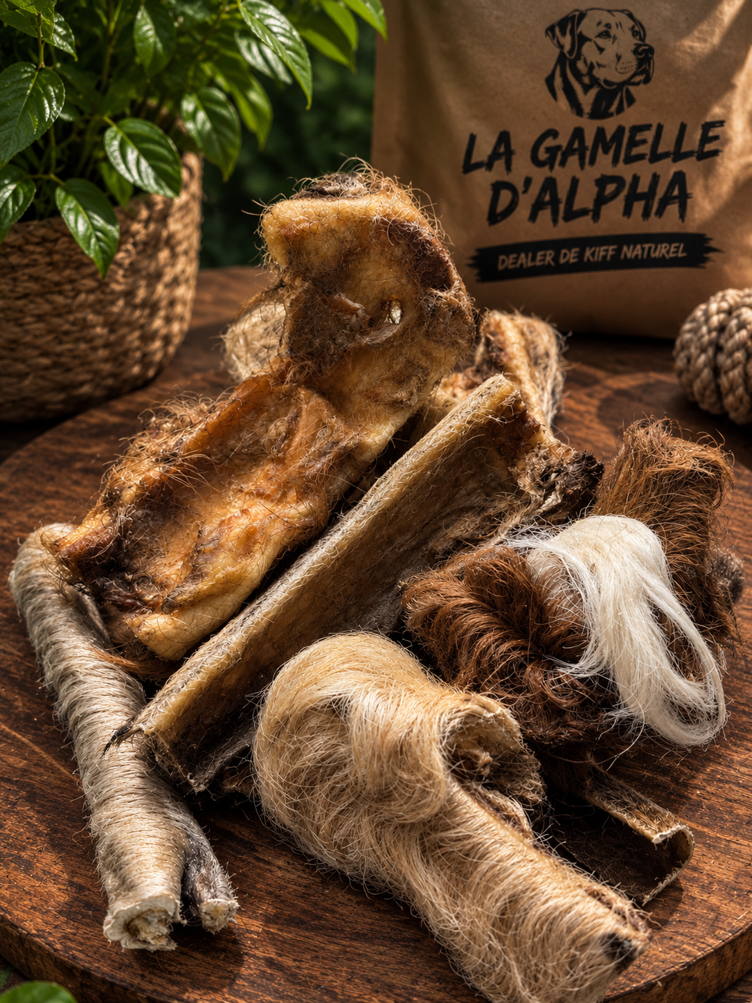 Peau de bœuf 15 cm avec fourrure La Gamelle d'Alpha